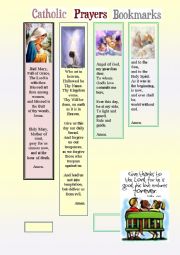 English Worksheet: Catholic Prayers Bookmarks