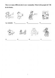 English Worksheet: jobs in our community