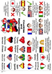 English Worksheet: Countries and Nationalities Minibook