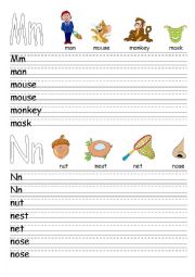 English Worksheet: Alphabet revision: Letters M - Z and words that begin with these letters