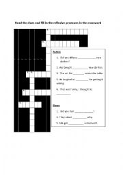 English Worksheet: Reflexive Pronouns Crossword