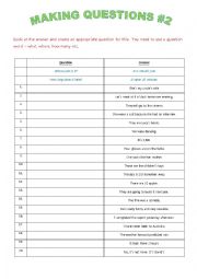 English Worksheet: Making Questions #2