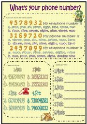 English Worksheet: whats your telephone number