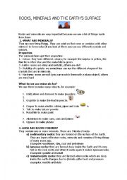 English Worksheet: rocks and minerals