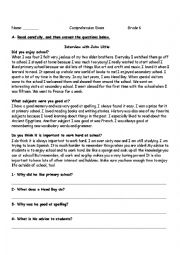 English Worksheet: Interview with John Little