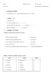 English Worksheet: mid term test n2 for the 7th form