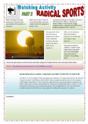 English Worksheet: RADICAL SPORTS - (4 pages) Part 2 of 3 - Reading activity about SPACE JUMP RED BULLs STRATOS with 16 exercises 