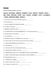 English Worksheet: HEROES