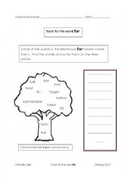English Worksheet: Tracking for the word for.