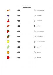 English Worksheet: fruit matching