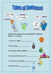 English Worksheet: Types of sentences