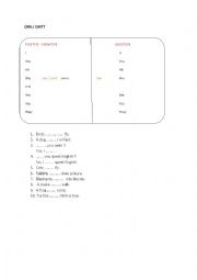 English Worksheet: can