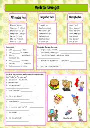 English Worksheet: Verb To have got