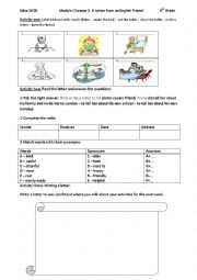 English Worksheet: Module I Lesson 2: A Letter from an English Friend