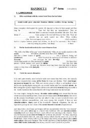 English Worksheet: 3rd form handout 