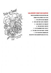 English Worksheet: Verb to be Halloween coloring activity