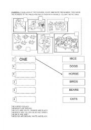 English Worksheet: numbers 1 to 6