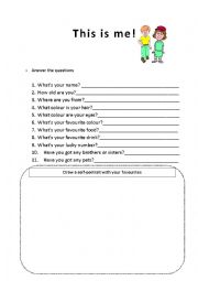 English Worksheet: This is me!