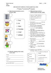 English Worksheet: QUIZ FOR 8 GRADES