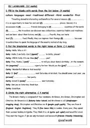 English Worksheet: Mid- Term Test N 1 8 th Form