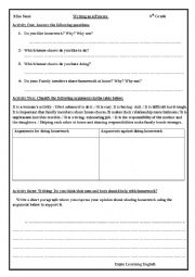 English Worksheet: Writing as a process: housework