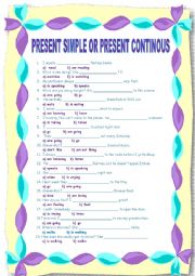 English Worksheet: presnt simple or present continous