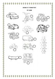 English Worksheet: MEANS OF TRANSPORT