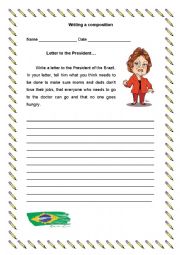 English Worksheet: WRITING COMPOSITION