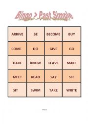 English Worksheet: Bingo Past Simple