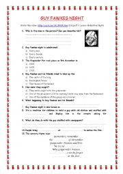 English Worksheet: Guy fawkes. Bonfire Night