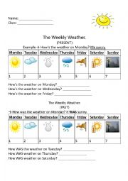 English Worksheet: Weather Past Present and Future Practice