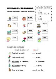 English Worksheet: PERSONAL PRONOUNS