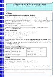 English Worksheet: English Secondary Schools/ Test