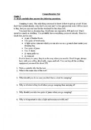 English Worksheet: Camping