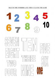 English Worksheet: colourful numbers