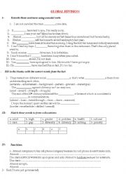 English Worksheet: GLOBAL REVISION