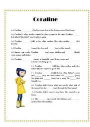 English Worksheet: Coraline, sentence order, Past simple regular & irregular worksheet