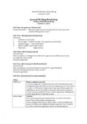 Journal Writing Workshop Notes and Worksheets