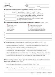 English Worksheet: passages review test 1