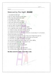 English Worksheet: SILENCED BY THE NIGHT- KEANE