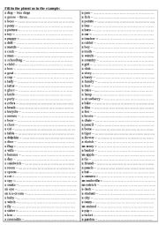 English Worksheet: Plurals