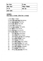 English Worksheet: object pronouns