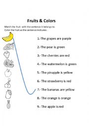 English Worksheet: Fruits & Colors