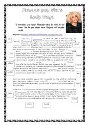 English Worksheet: Biography: Lady Gaga