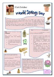 English Worksheet: World Savings Day - 31st October