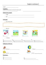 English Worksheet: Days, Months, seasons, numbers