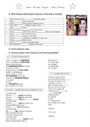 English Worksheet: Song: Last Friday Night (Katy Perry) - Past Continuous