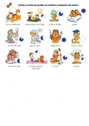 English Worksheet: GARFIELDS ROUTINE