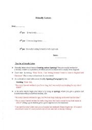 English Worksheet: Writing a Friendly Letter