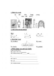 English Worksheet: To Be and Adjectives